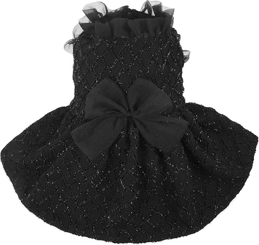 Kuoser Dog Dress, Cute Dog Dresses for Small Dogs Girl Elegant Puppy Tutu with Bow-Knot, Doggie Princess Costume Pet Outfit for Birthday Party Christmas Halloween Wedding, Black S