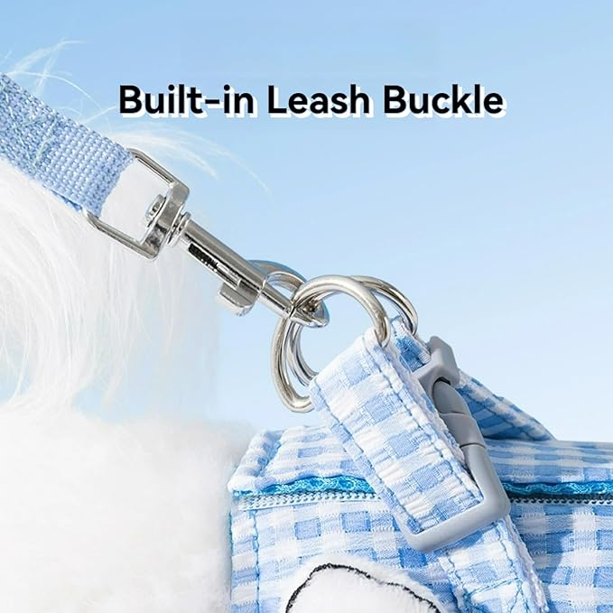 Cat Puppy Costume Leash Harness Baseball Cap 3PCs Set Cute Pet Accessories Multiple Sizes for Cat Small Dog (Blue Leash+Harness+Cap 3pcs,Large)