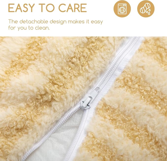 Hollypet Cat Bed Fluffy Plush Mutifuctional Double-Layer Soft Pet Couch Orthopedic Sofa Nest Beds for Small Cats and Dogs, Yellow (25x20x13 inch)