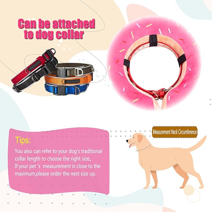 Inflatable Dog Cone Collar with Enhanced Anti-Licking, Soft Neck Donut for Dogs Cats, Recovery Pet Cone Collar After Surgery for Large Medium Small Dogs… (Donut Pink, Medium)
