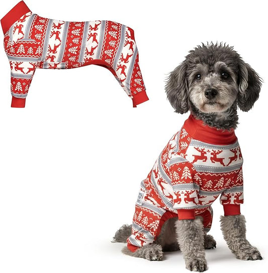 Spark Paws Dog Christmas Pajama, Dog Recovery Suit Male, Onesie, Ultra-Soft and 4-Way Stretch, for Small Medium and Large Breeds - Winter Wonderland - M
