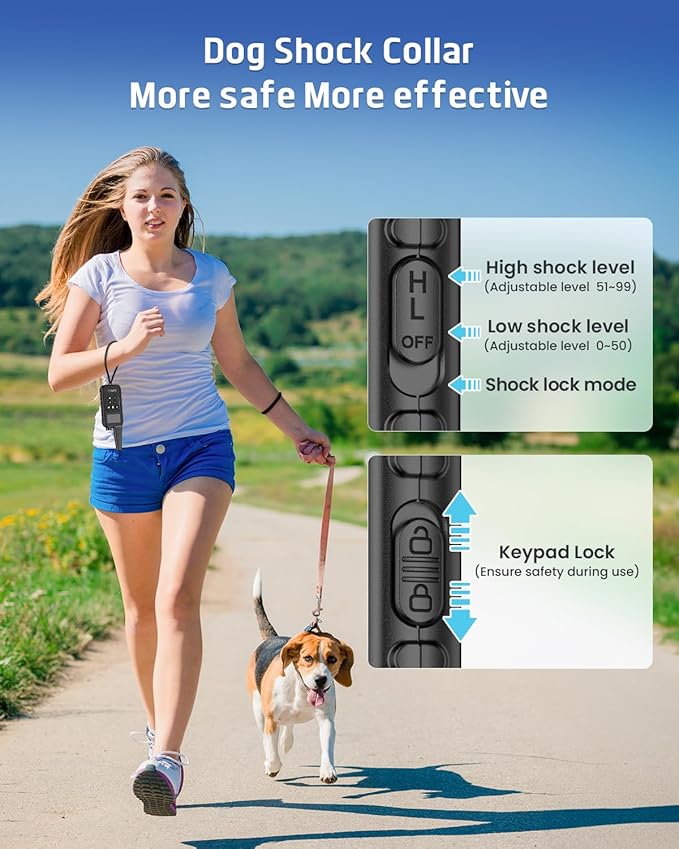 Dog Training Collar with Remote, 4200Ft Remote Electronic Dog Shock Collar with Beep, Vibration, Shock, Light and No Shock Mode, Electric Shock Collar for Small Medium Large Dogs(Black)