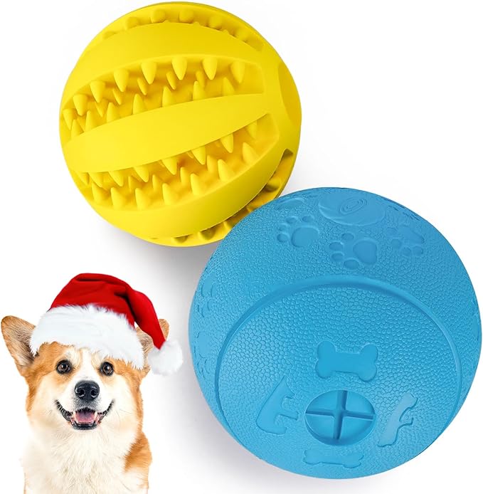 HIPPIH Dog Puzzle Toys 2 Pack, Dog Enrichment Toys for Large Dogs & Small Dogs, Puppy Balls for Treat Dispensing, Durable Balls for Teeth Cleaning/IQ Training/Chewing