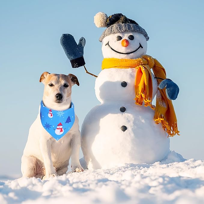 Abbylike 100 Pcs Winter Dog Bandanas Bulk Snowflake Bandanas for Dogs Triangle Kerchief Bibs Scarf for Pet Winter Costume Photo Props Accessories Pet Shops, 25 Styles Groomer(19.7 x 13.8 x 13.8)