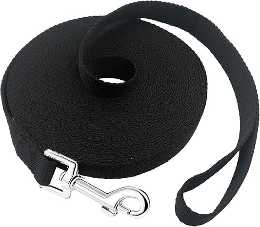 PETGOGO 15ft 20ft 30ft 40ft 50ft Long Dog/Puppy Lead Obedience Recall Training Dog Leashes for Small Medium Dogs Camping, Training, Play, or Backyard (Black, 1" x 50FT)
