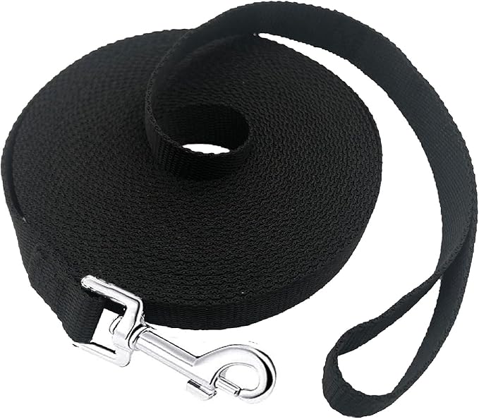 PETGOGO 15ft 20ft 30ft 40ft 50ft Long Dog/Puppy Lead Obedience Recall Training Dog Leashes for Small Medium Dogs Camping, Training, Play, or Backyard (Black, 1" x 30FT)