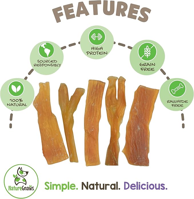 Nature Gnaws Beef Tendons for Dogs (8oz) - Mixed Thickness - Long Lasting for Small and Medium Dogs - Natural Beef Jerky Dog Chew Bones - Rawhide Free