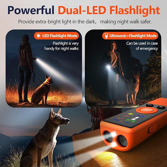 Ultrasonic Dog Bark Deterrent Device, Anti-Barking Control Device with LCD Screen & 3 Modes, Dog Training Tools to Stop Bad Behaviors, Safe Trainer Up to 35ft for Indoor Outdoor Use-03