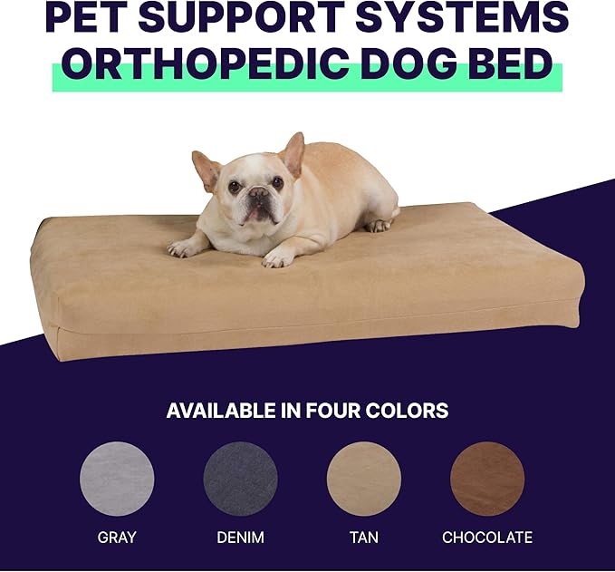 Pet Support Systems Orthopedic Dog Bed - Gel Memory Foam Pet Bed, Luxury Washable Dog Bed for Sleeping and Support (Removable Cover, Large Tan Dog Bed)