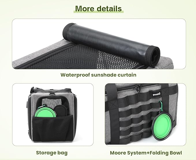 Pecute Cat Carrier Expandable, Airline Approved Cat Soft-Sided Carriers, Breathable Pet Carriers up to 5kg/12lbs, Collapsible Cat Bag Carrier Great for Travel, Outdoor, Hiking, Camping, Gray