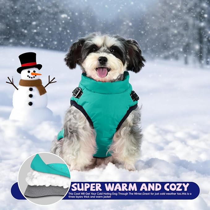 Gyuzh Dog Coat with Harness Puppy Coats Small Dog Harness Jacket Winter Waterproof Jackets for Smal Medium Large Dogs