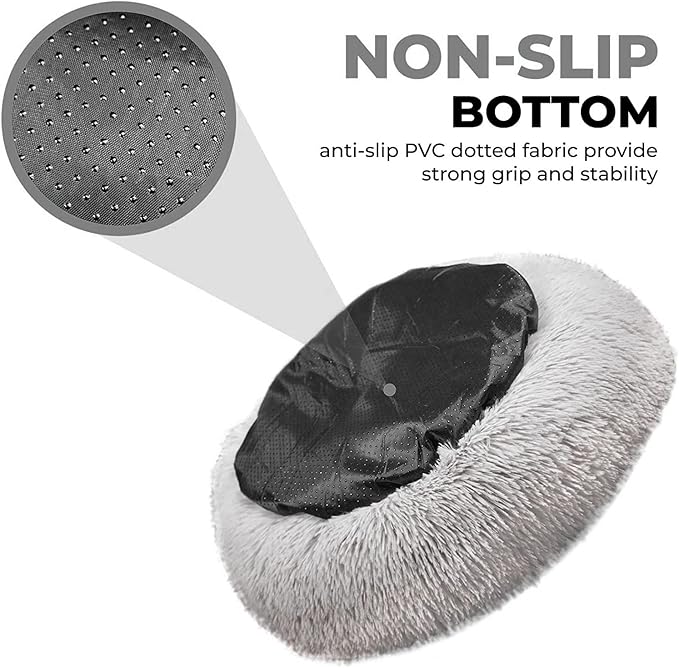 Whiskers & Friends Cat Bed, Cat Beds for Indoor Cats Washable, Orthopedic Soft Fluffy Round Calming Pet Bed for Small to Large Kitty Kittens & Dogs, Small Dog Beds & Furniture - with Blanket