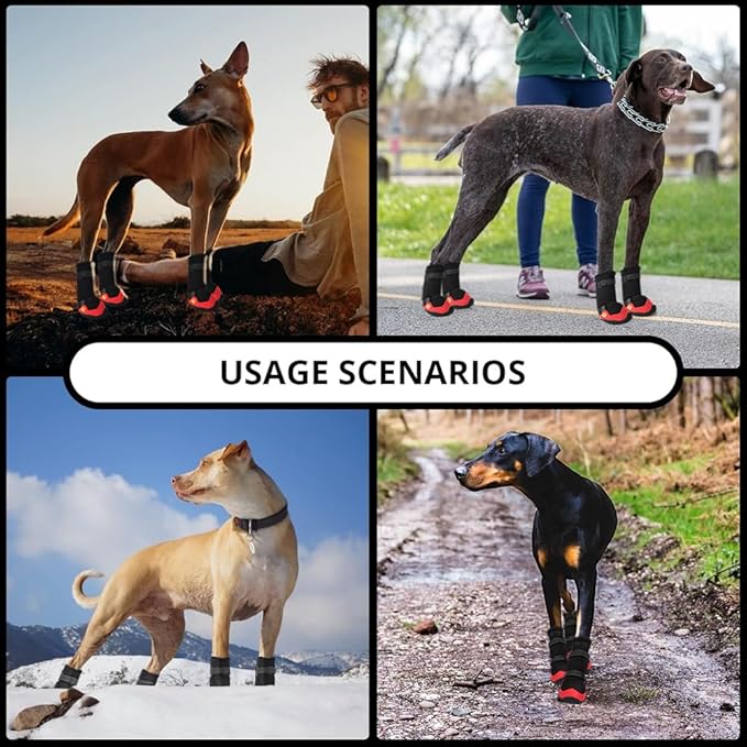 Dog Shoes for Hot Pavement Anti-Slip Dog Boots Waterproof Dog Shoes for Small to Large Dogs with Reflective Straps Pet Dog Boots for Hiking.4Pcs Soft Breathable Paw Protectors for Dogs