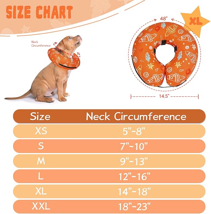 Inflatable Dog Cone Collar for After Surgery, Dog Donut Collar After Surgery, Soft Pet Cone for Small Medium Large Dogs to Stop Licking