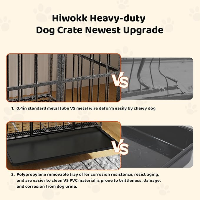 Heavy Duty Indestructible Dog Crate 38 Inch with Removable Tray, Sizes & Colors Optional, Escape Proof Double Door High Anxiety Cage Indoor, Kennel with Wheels for Large Dogs, XL XXL XXL