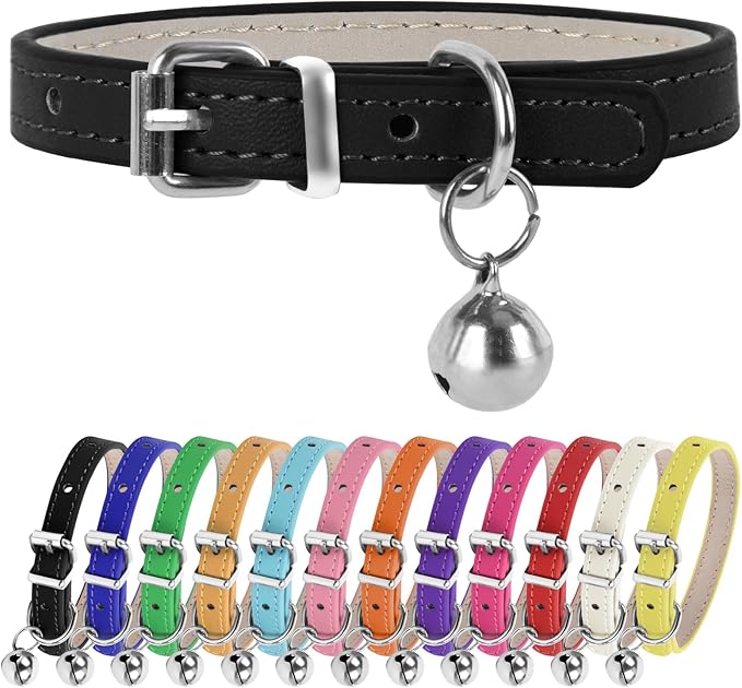 XXS Teacup Dog Collar - Black, 3/8 inch Width for Small Dogs & Cats