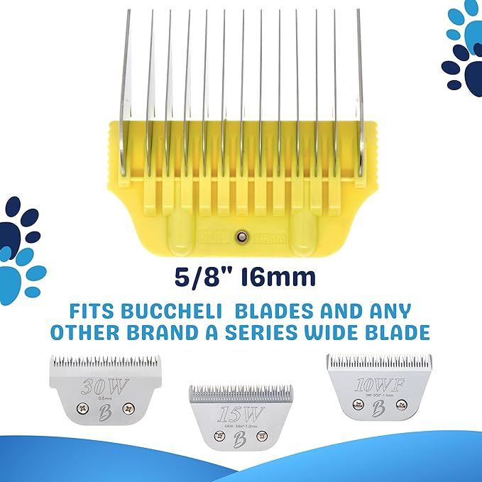 16MM 5/8" Cut Wide Clipper Guard Attachment Fits A5 Type Blade | Stainless Steel Blade for Professional Groomers and Stylist | Snap-On/Off Design