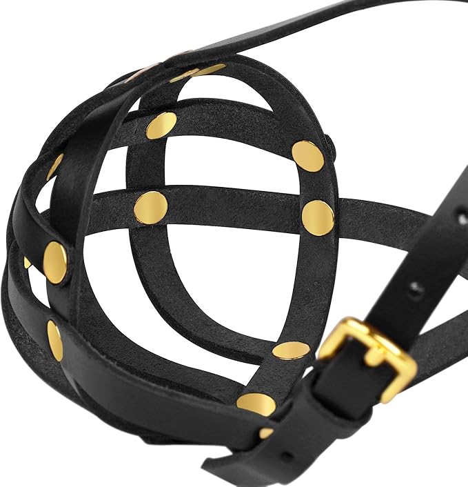 OOPSDOGGY French Bulldog Dog Muzzle for Short Snout Dog - Leather Breathable Secure Basket Muzzle for Frenchie Prevents Biting No Chewing Adjustable (Black, Size 2 - French Bulldog)