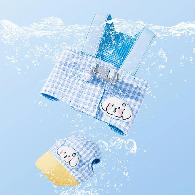 Cat Puppy Costume Leash Harness Baseball Cap 3PCs Set Cute Pet Accessories Multiple Sizes for Cat Small Dog (Blue Leash+Harness+Cap 3pcs,Large)