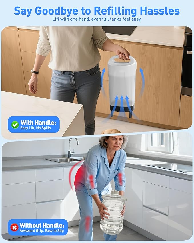 Automatic Dog Water Bowl Dispenser with Filter - 2.4 Gal Large Gravity Auto Pet Water Feeder Waterer with Stainless Steel Bowl & Easy Carry Handle for Large Dog Cat Multi Pet Use