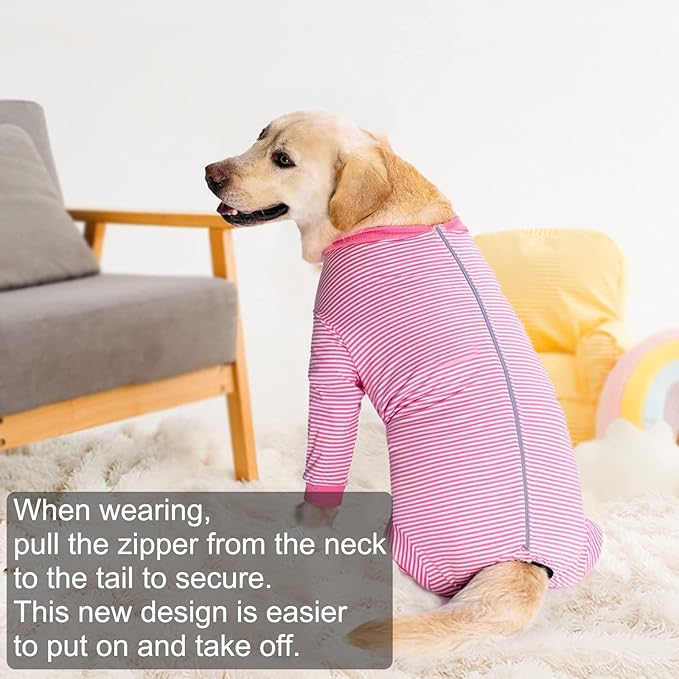 Yeapeeto Dog Onesie Surgery Recovery Suit for Large Medium Bodysuit Dogs Pajamas PJS Full Body for Shedding, Prevent Licking, Wound Protection, Cone Alternative (X-Large, Pink)