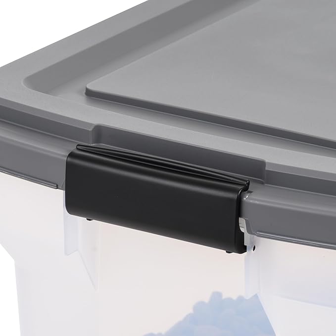 IRIS USA Dog Food Storage Container 40 lbs, Attachable Wheels, & Included Scoop, for Dog Cat Birds and other Pets, Food Storage Bin, Keep Fresh, Easy Mobility, BPA Free - Made in the USA, Dark Gray