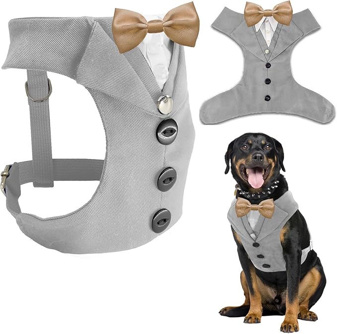 AVERYDAY Dog Tuxedo for Wedding Outfit, Dog Suit and Tie Costumes for Birthday, Halloween, Cosplay, Christmas Party, Pet Formal Wear with Bowtie, Tux for Medium Large Dogs, Bulldog, Labrador, Husky
