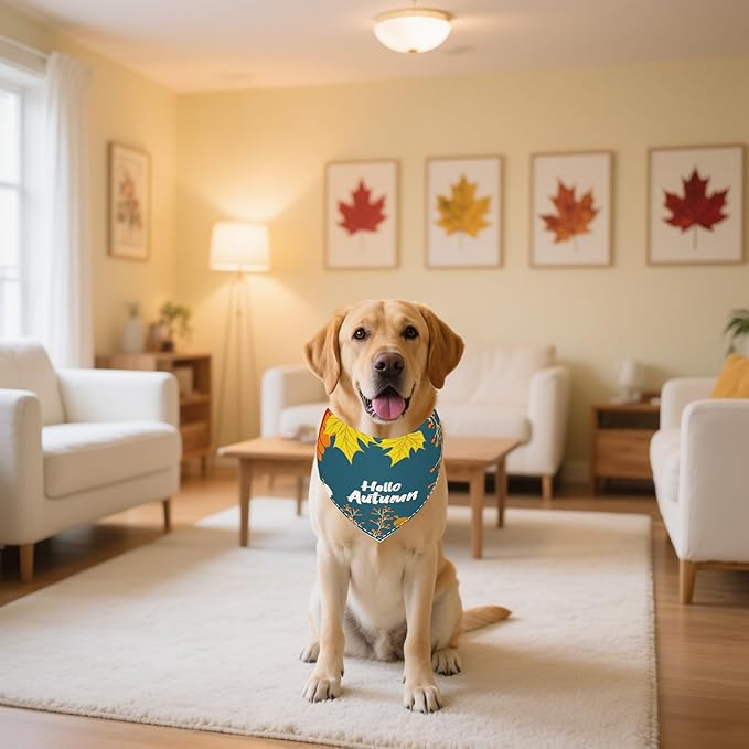 7 Pack Fall Dog Bandanas for Large Dogs Breed 33 Inch XL Autumn Dog Bandana Adjustable Sewing Hemming Scarves Grooming L