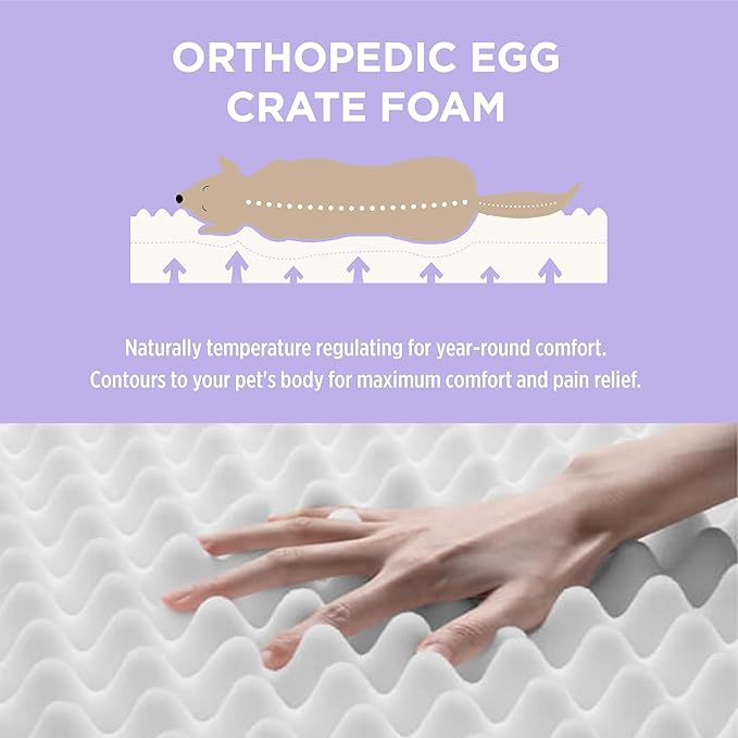 LE SURE Outdoor Waterproof Dog Crate Bed Large Sized Dog, Orthopedic Egg Crate Foam Pet Bed with Oxford Fabric Surface and Removable Washable Cover, Pet Mat 35''x22'', Green