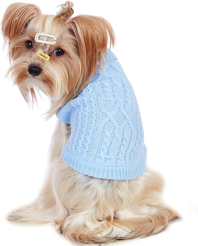 Stretchy Cat Sweater - 17 Colors & 6 Sizes | Snug Winter-Ready Knit for Boy/Girl Cats & Kittens(Blue, Large)