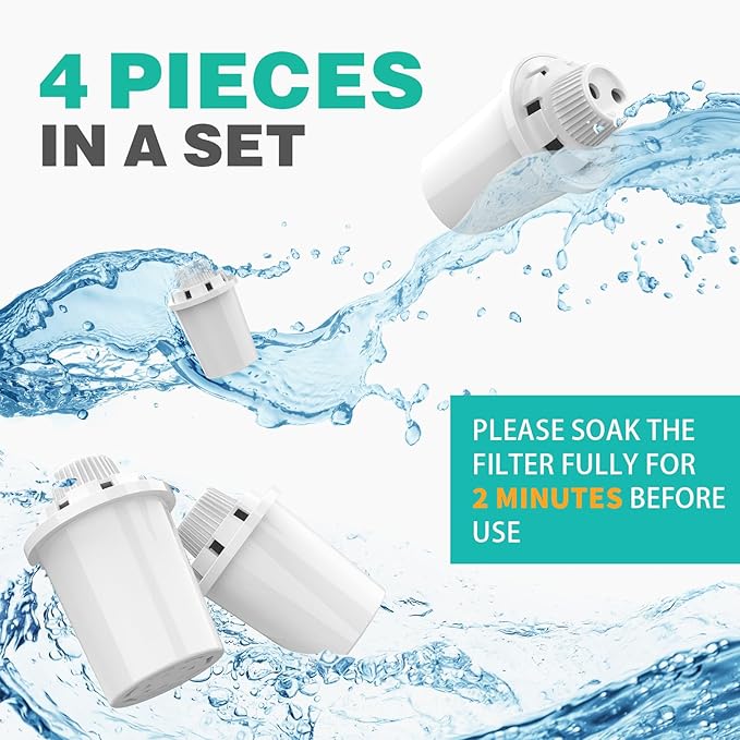 Dog Water Fountain Filters Replacement 4 Pack,2 Months Set of Water Filter Replacement for SwSun Large Pet Water Fountain Stainless Steel,7 Layer Vertical Filtration for D2341,D2419,D2322,D2223,D2340