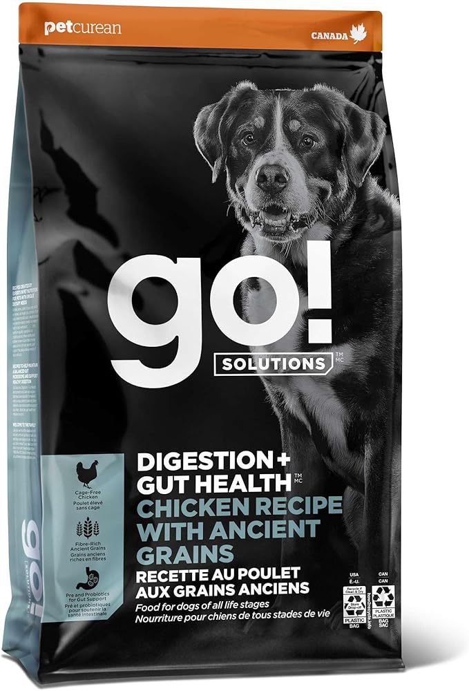 Go! Solutions Digestion + Gut Health, Dry Dog Food, Chicken Recipe with Ancient Grains, 3.5 lb Bag