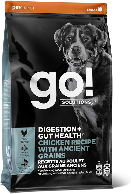 Go! Solutions Digestion + Gut Health, Dry Dog Food, Chicken Recipe with Ancient Grains, 3.5 lb Bag