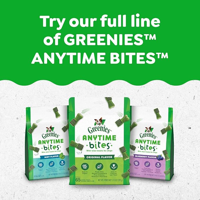 Greenies Anytime Bites Dog Treats, Mint Flavor, 10.3 oz. Bag