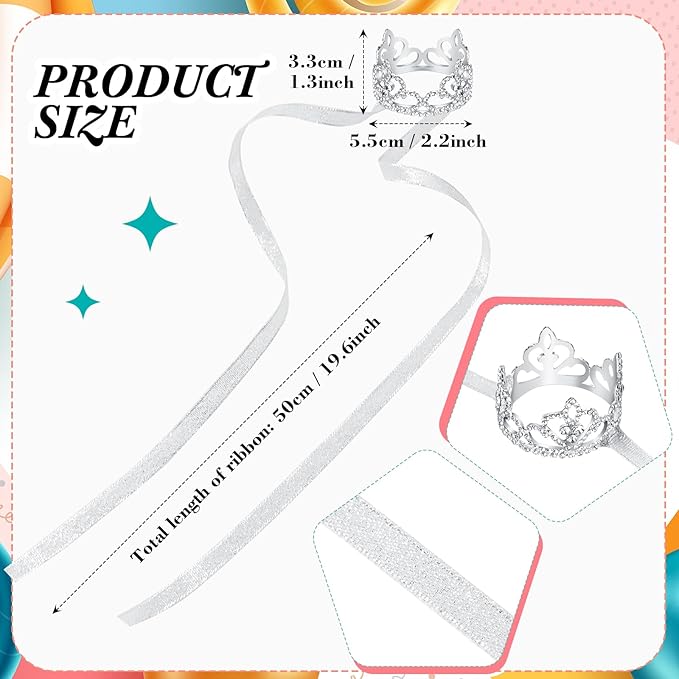 2 Pcs Dog Crown Headband Dog Tutu Dress Set Crystal Rhinestone Tiara Crown Tutu Skirt Pet Dress Costume for Puppy Birthday Party Wedding Photo Prop Costume(Small,Pink Purple)