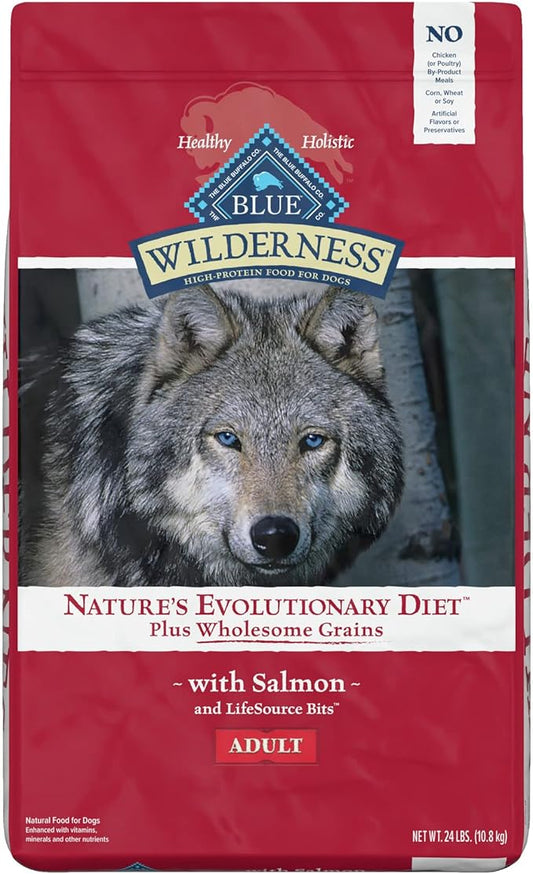 Blue Buffalo Wilderness High Protein Natural Adult Dry Dog Food Plus Wholesome Grains, Salmon 24-lb