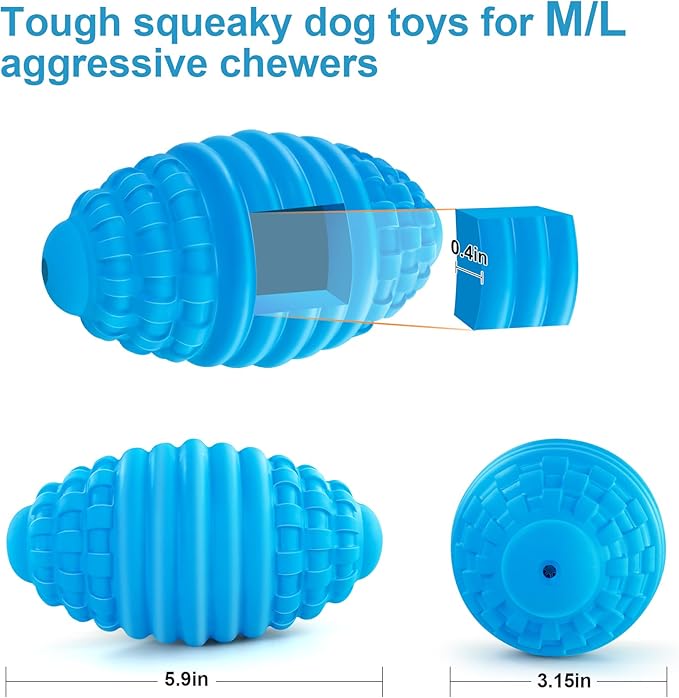 Tough Squeaky Dog Toys for Aggressive Chewers, Indestructible Dog Balls for Aggressive Chewers, Interactive Squeaky Balls for Dogs to Busy, Rubber Aggressive Chew Toys for Boredom