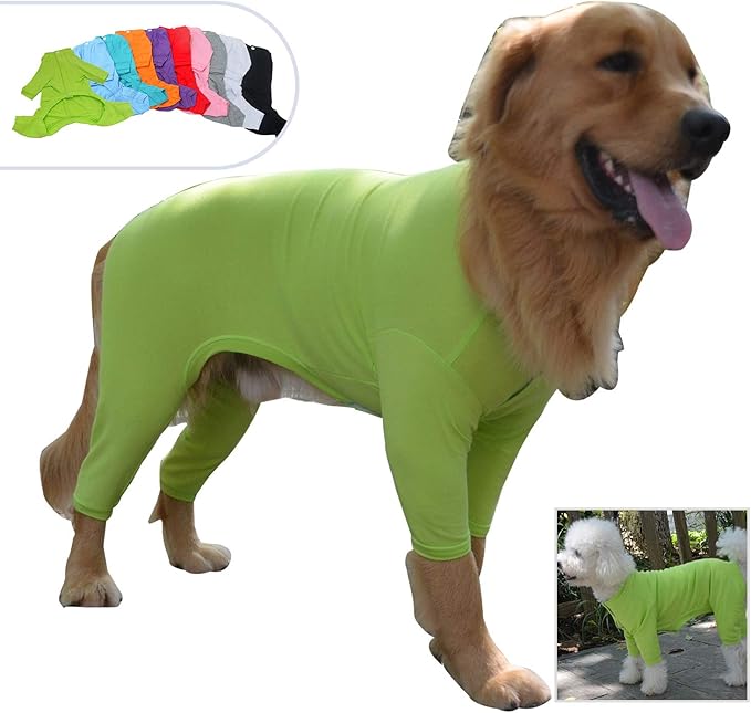 Lovelonglong Four Feet Dog Lightweight Pajamas, Pure Cotton Dog Jumpsuits 4 Legs Dog Onesies T-Shirt Stylish PJS Puppy Costume for Large Medium Small Dogs Green XXXXL