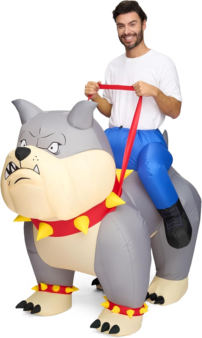 Spooktacular Creations Adults Halloween Inflatable Costumes, Riding a Bulldog, Ride on Inflatable Suit for Themed Parties