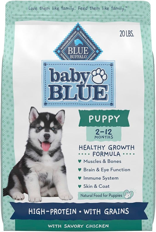 Blue Buffalo Baby Blue Natural Dry Food for Puppies, Healthy Growth Formula with DHA, High-Protein Savory Chicken Recipe, 20-lb. Bag