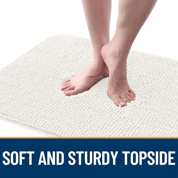 OLANLY Dog Door Mat for Muddy Paws 45x27, Absorbs Moisture and Dirt, Absorbent Non-Slip Washable Doormat, Quick Dry Chenille Mud Mat for Dogs, Entry Indoor Entryway Carpet for Inside Floor, Ivory