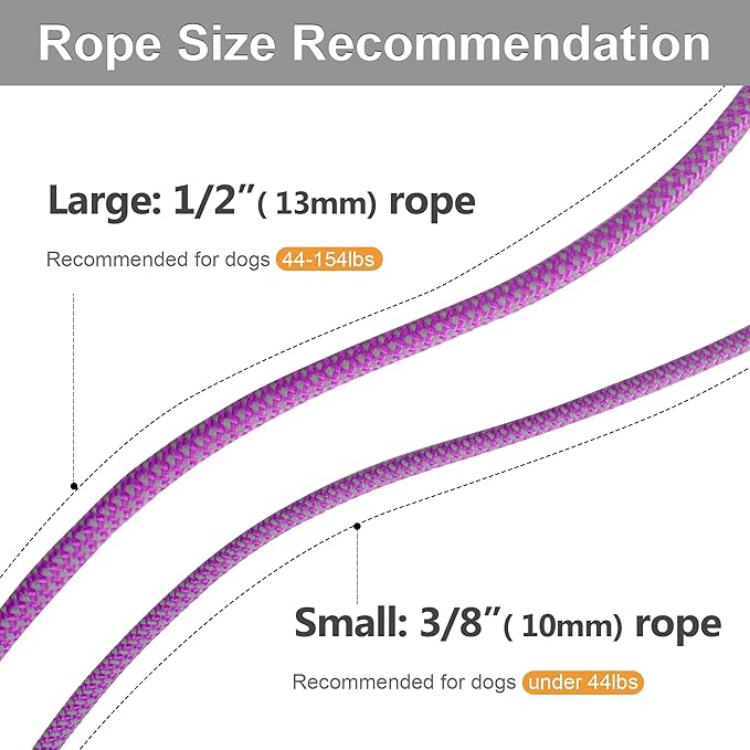 Fida Durable Slip Lead - 6 FT x 3/8" Heavy Duty Dog Loop Leash for Small Dogs and Puppies, No Pull Pet Training Leash with Highly Reflective Stitching (Purple)