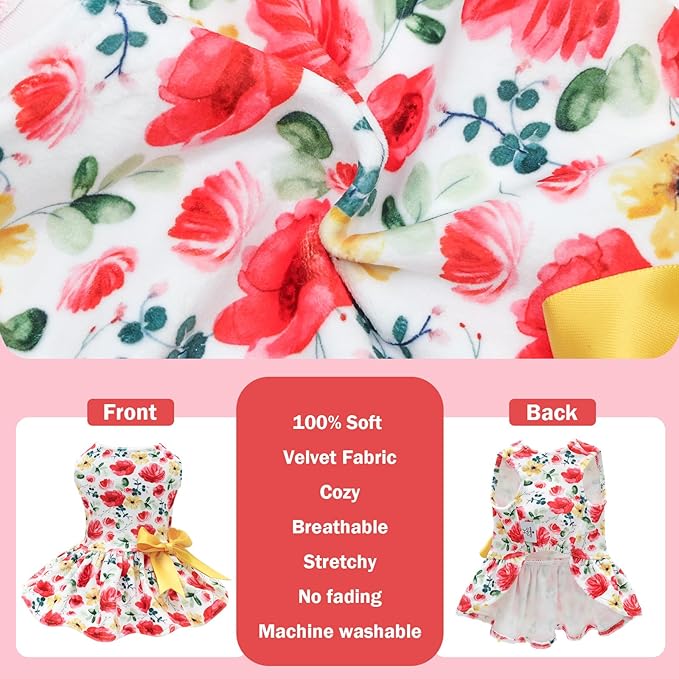 CuteBone Velvet Dog Dresses for Small Dogs, Stylish & Soft Fabric, Comfortable Fit for Everyday Wear, Perfect for Special Occasions NCVA09M