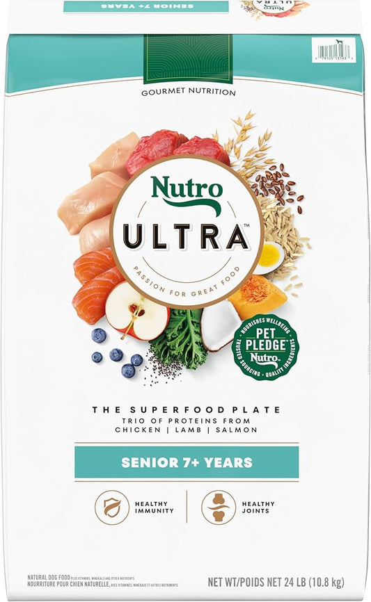 Nutro Ultra Senior Dry Dog Food with a Trio of Proteins from Chicken, Lamb and Salmon, 24 lb Bag