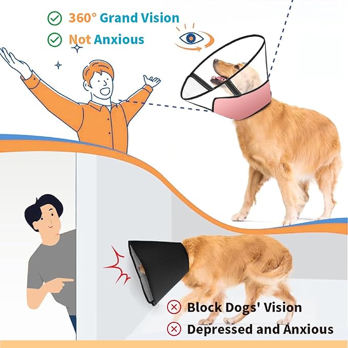 Pet Dog Cone Collar to Stop Licking, Soft Comfy Cones for Large Medium Small Dogs After Surgery, Cone of Shame for Dogs Head Neck Elizabethan Collar-Orange-L