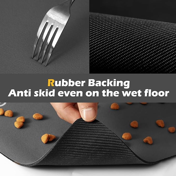 Pet Feeding Mat-Absorbent Dog Mat for Food and Water Bowl-Accessories Pet Supplies-Bowl for Messy Drinkers-No Stains Quick Dry Dog Water Dispenser Mat (16"x24", Dark Grey)