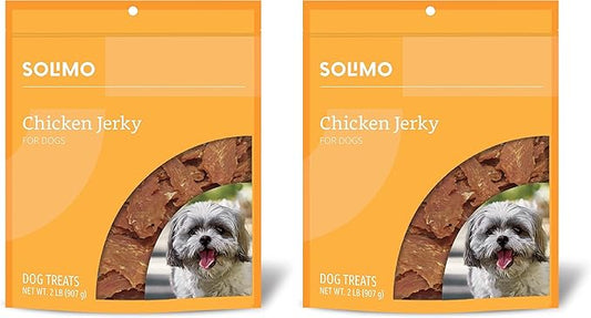 Amazon Brand - Solimo Chicken Jerky Dog Treats, 2 pounds (Packaging May Vary) (Pack of 2)