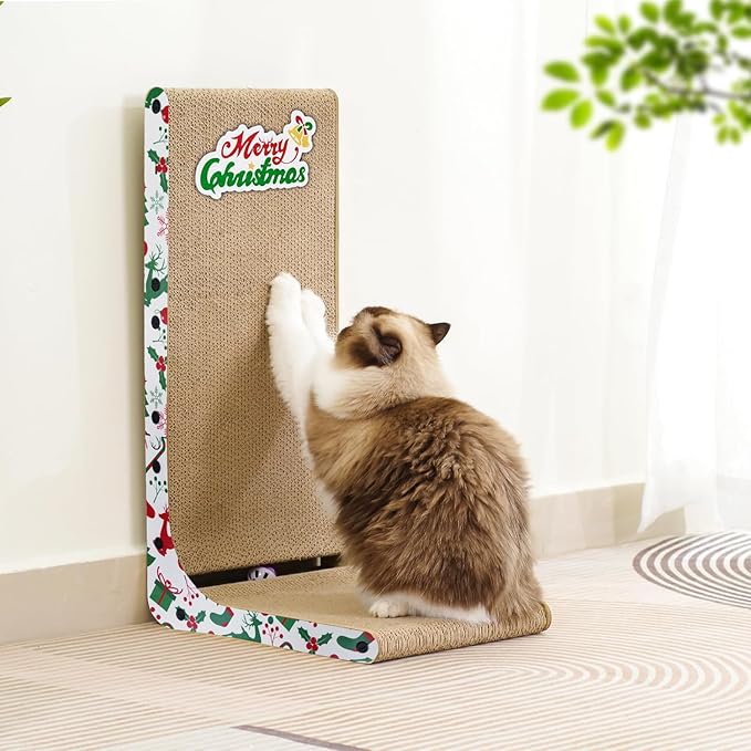 Cardboard Cat Scratcher, 23.6 Inch L Shaped Vertical Cat Scratching Board, Wall-Mount Cat Scratchers for Indoor Cats (Colorful, 6pcs)