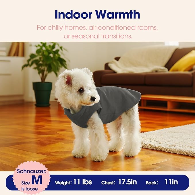 FUAMEY Dog Fleece Vest for Medium Dogs,Warm Stretchy Dog Sweatshirts Pullover with Leash Hole Dogs Sweater Soft Pet Turtleneck Cozy Pet Vest Lightweight Sleeveless Grey M