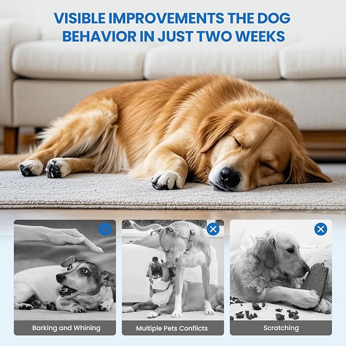 Dog Calming Diffuser, 4 in 1 Dog Pheromones Calming Diffuser, Relaxing Pheromone for Dogs Relief Stress Anxiety Reduce Aggression Barking, Help Train Dog to Pee, 1 Diffuser 3 Refill(48ml)